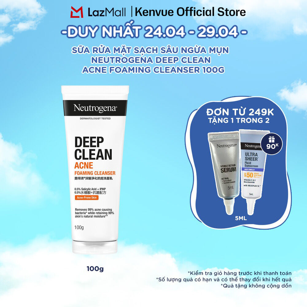 Sữa rửa mặt NGỪA MỤN Neutrogena Deep Clean Acne Cleanser 100g