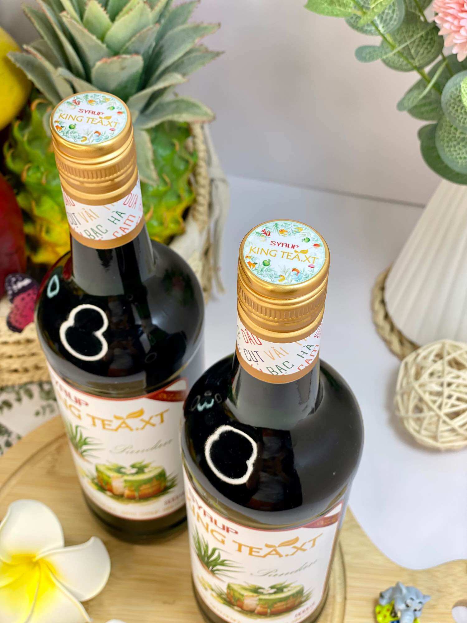 Syrup LÁ NẾP(Lá Dứa) Pha Chế(Syrup Pandan) KINGTEA.XT-Chai Thủy Tinh 800ml