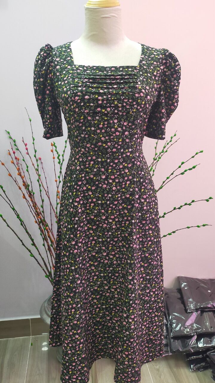 Đầm Hoa Nhí Chất Lụa Xếp Ly Ngực Size L đến XXL ♥️
