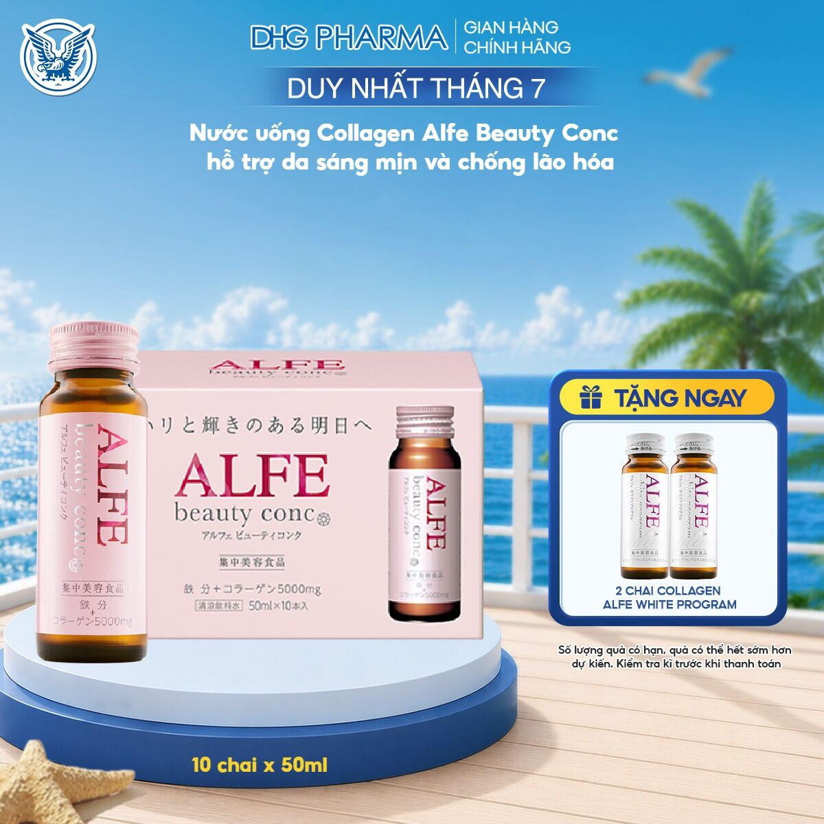 Nước uống Collagen Alfe Beauty Conc hỗ trợ da sáng mịn và chống lão hóa - Hộp 10 chai x 50ml