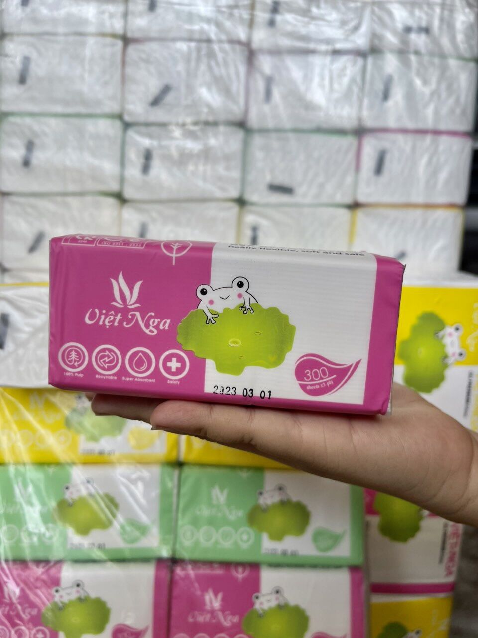 Combo 10 gói giấy rút lụa Việt Nga 3 màu cao cấp.