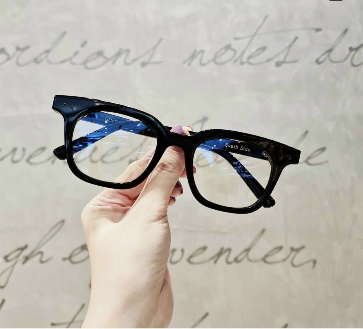 Mắt kính giả cận V soud side siêu hót Nam Nữ góc Hai chấm sắt Trắng phom chuẩn