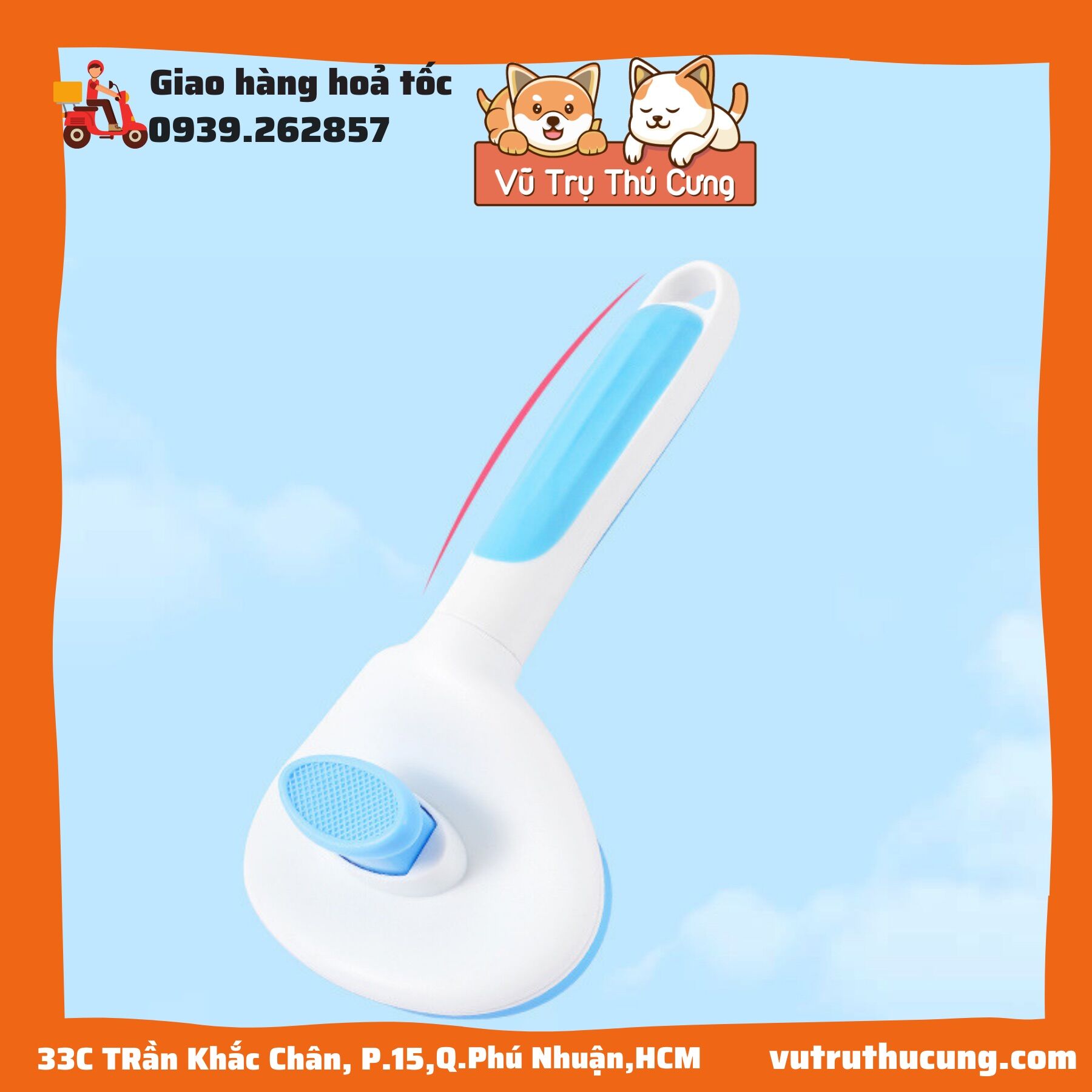 Lược chải lông chó mèo có nút bấm