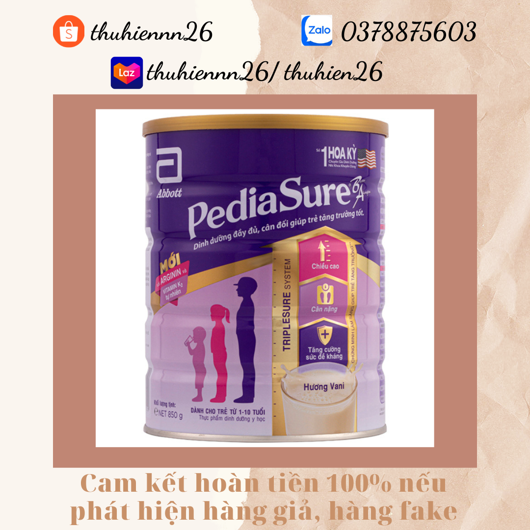Sữa bột Pediasure hương Vani 850g Mẫu mới