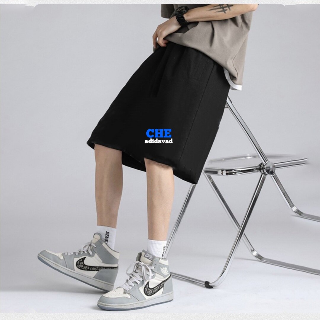 Quần short nam unisex màu đen cá tính có bigsize