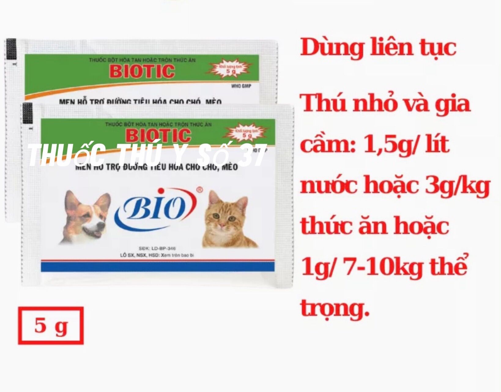 10 gói men tiêu hoá chó mèo 5g.