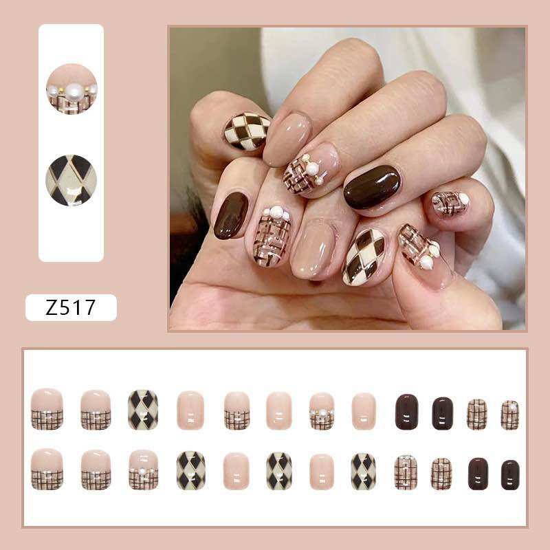 Bộ 24 móng giả ngắn đính đá nơ nhiều mẫu