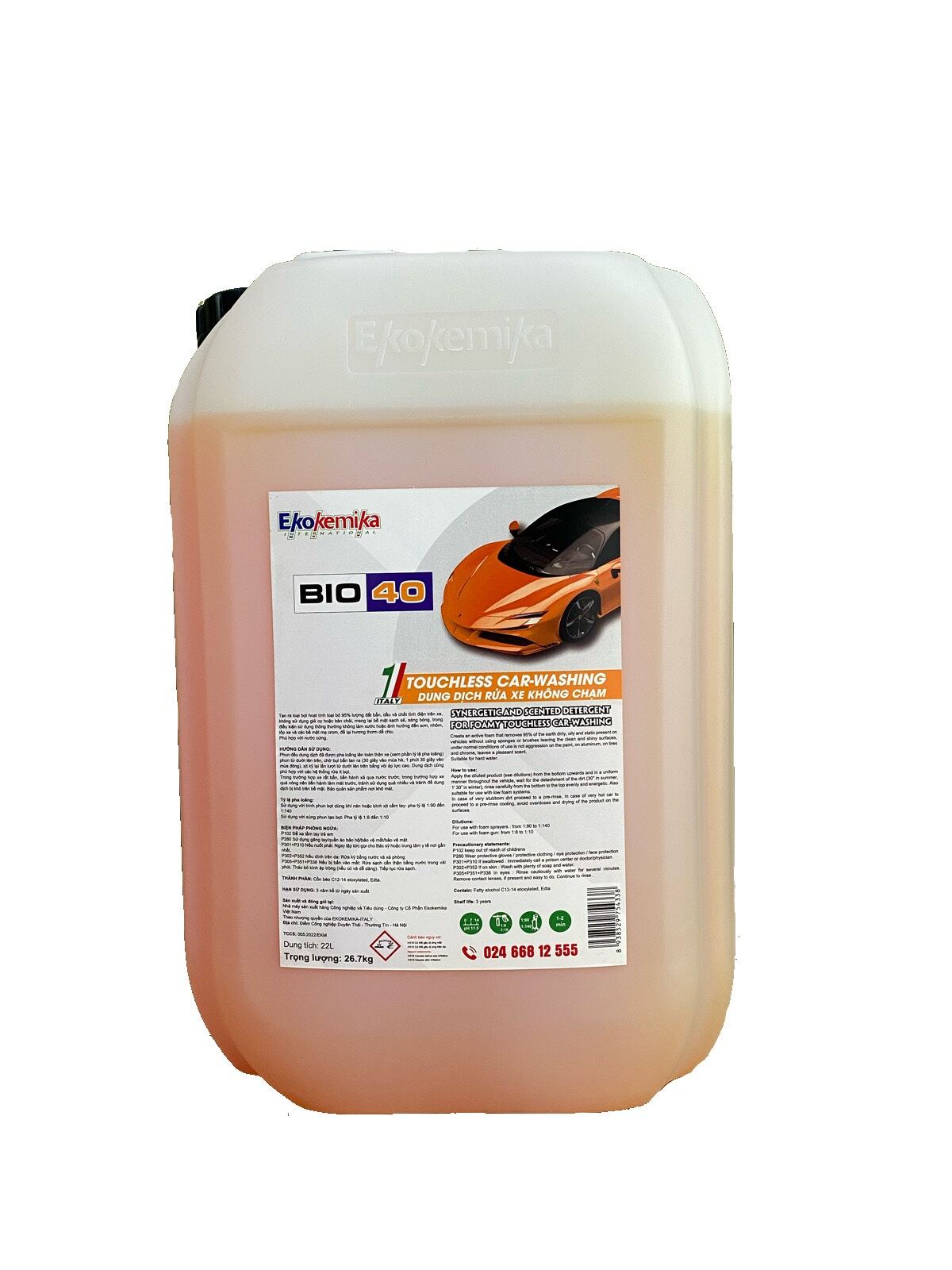 DUNG DỊCH RỬA XE KHÔNG CHẠM EKOKEMIKA BIO 40 - 22L