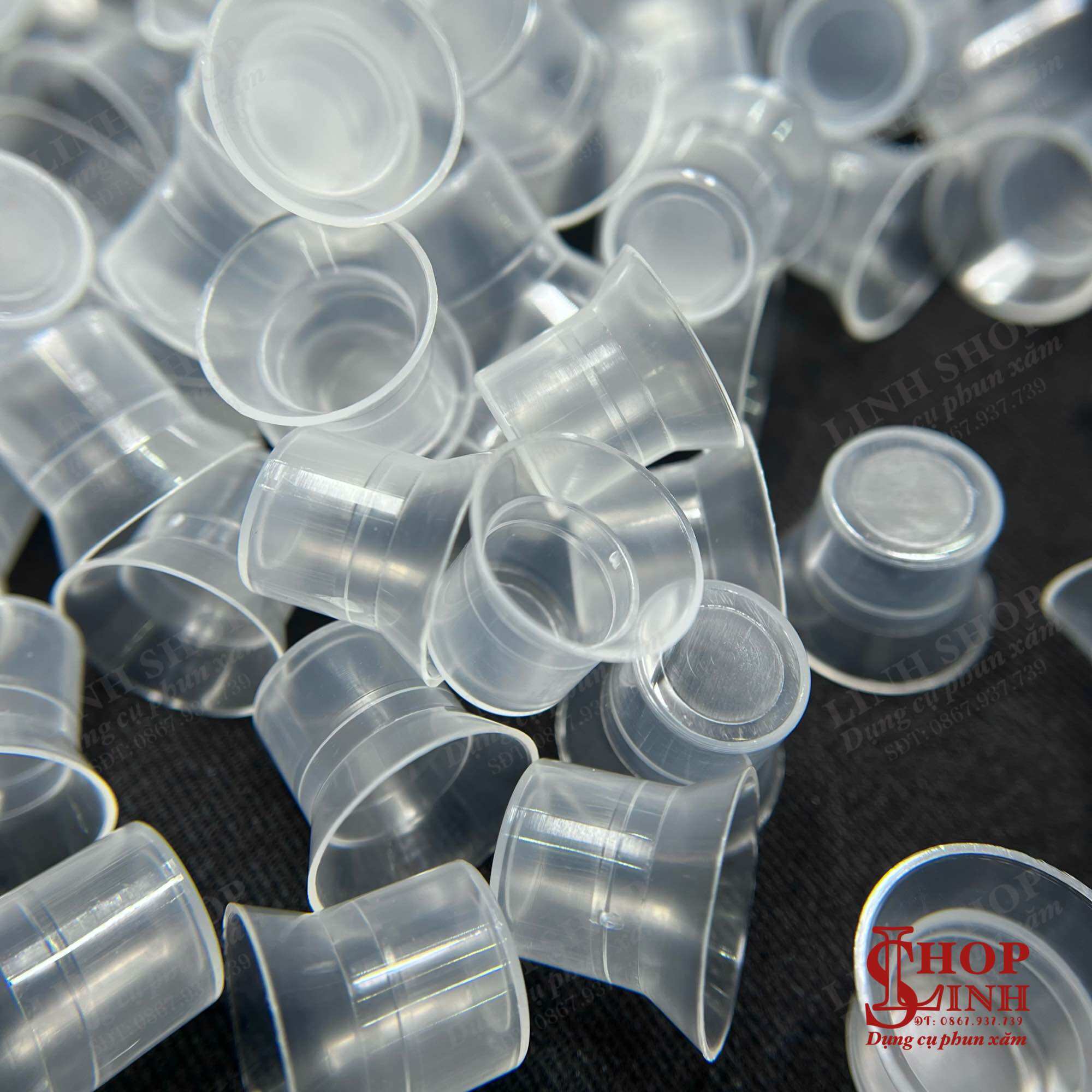 Bịch 100 cái Chum nhựa nhỏ đựng mực phun xăm, chum nhỏ đựng khoảng 0,3ml