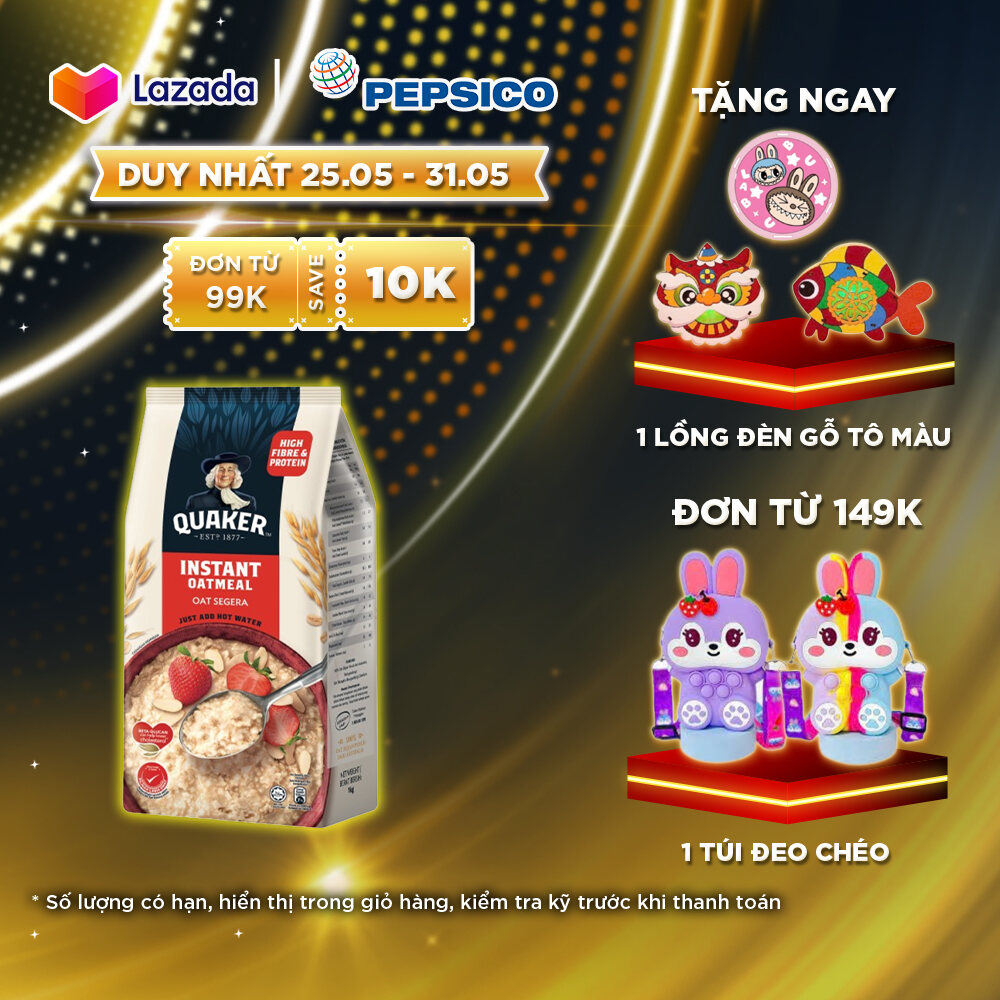 [DUY NHẤT 25.5-31.5]  Yến Mạch Ăn Liền Quaker 1000gr