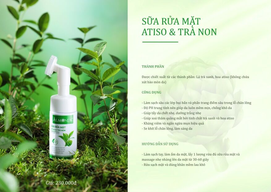 [HCM]SỮA RỬA MẶT TINH CHẤT ATISO & TRÀ NON