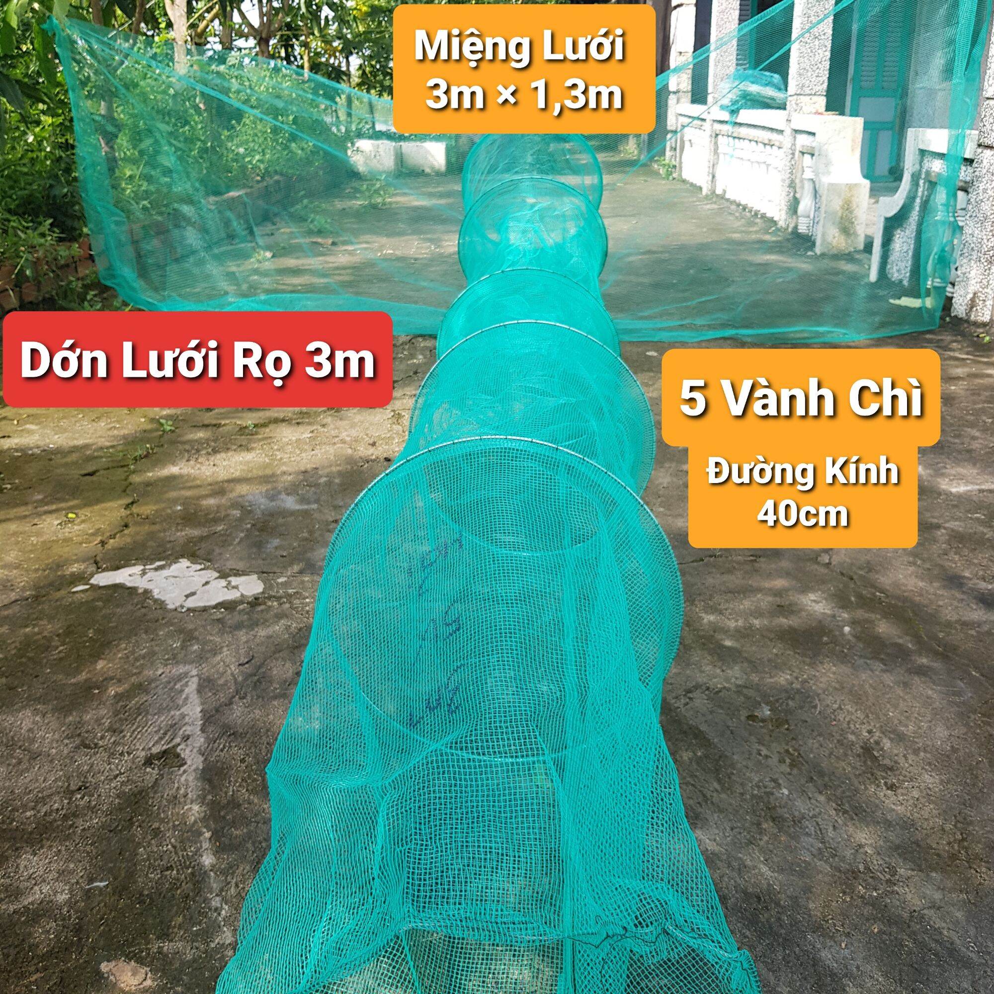 Dớn lưới rọ chặn sông bắt tôm, cua, cá - dài 2m/3m - lổ 3li
