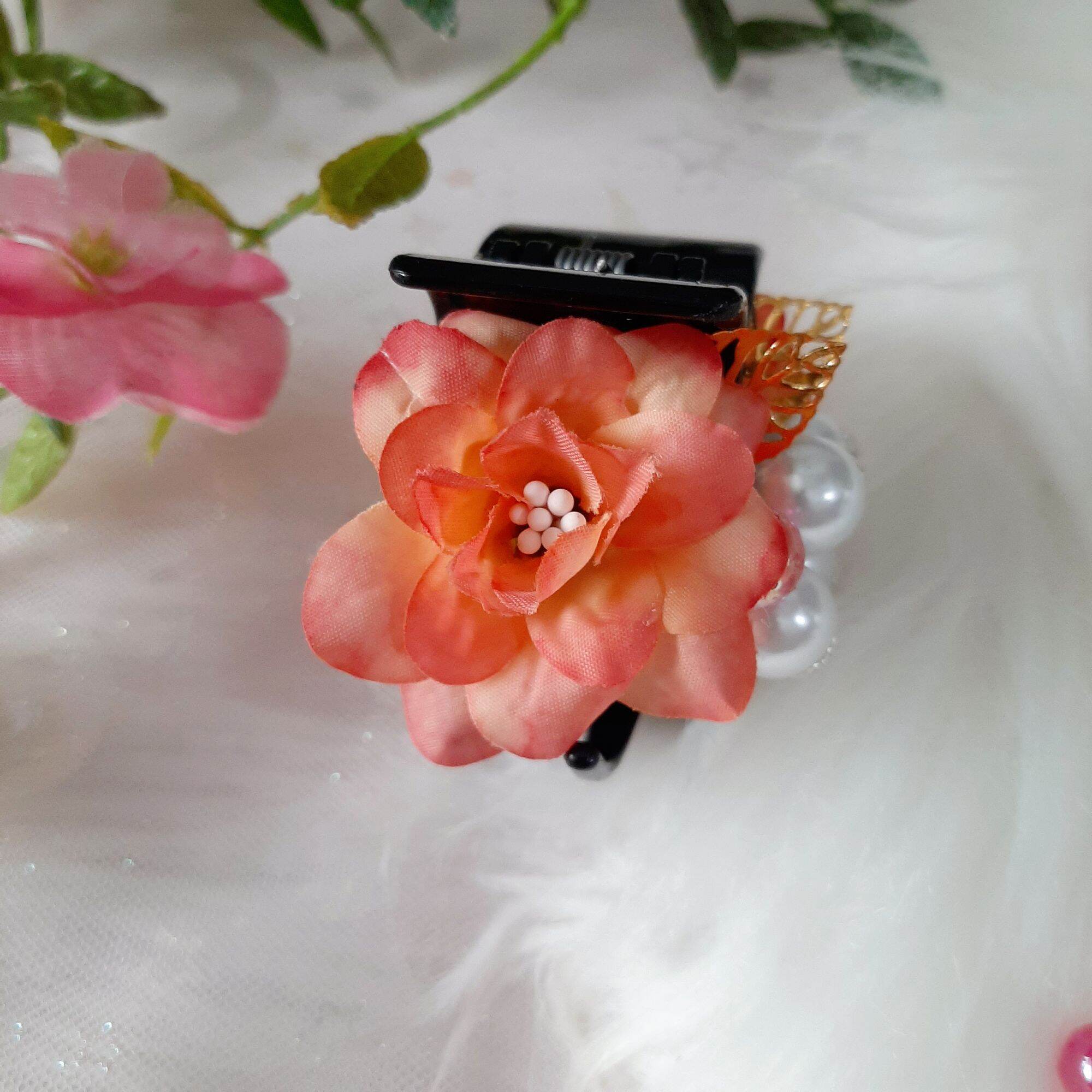 Kẹp tóc càng cua bông hoa đính ngọc