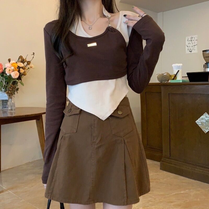 Áo kiểu phong cách tay dài tròng tréo ll