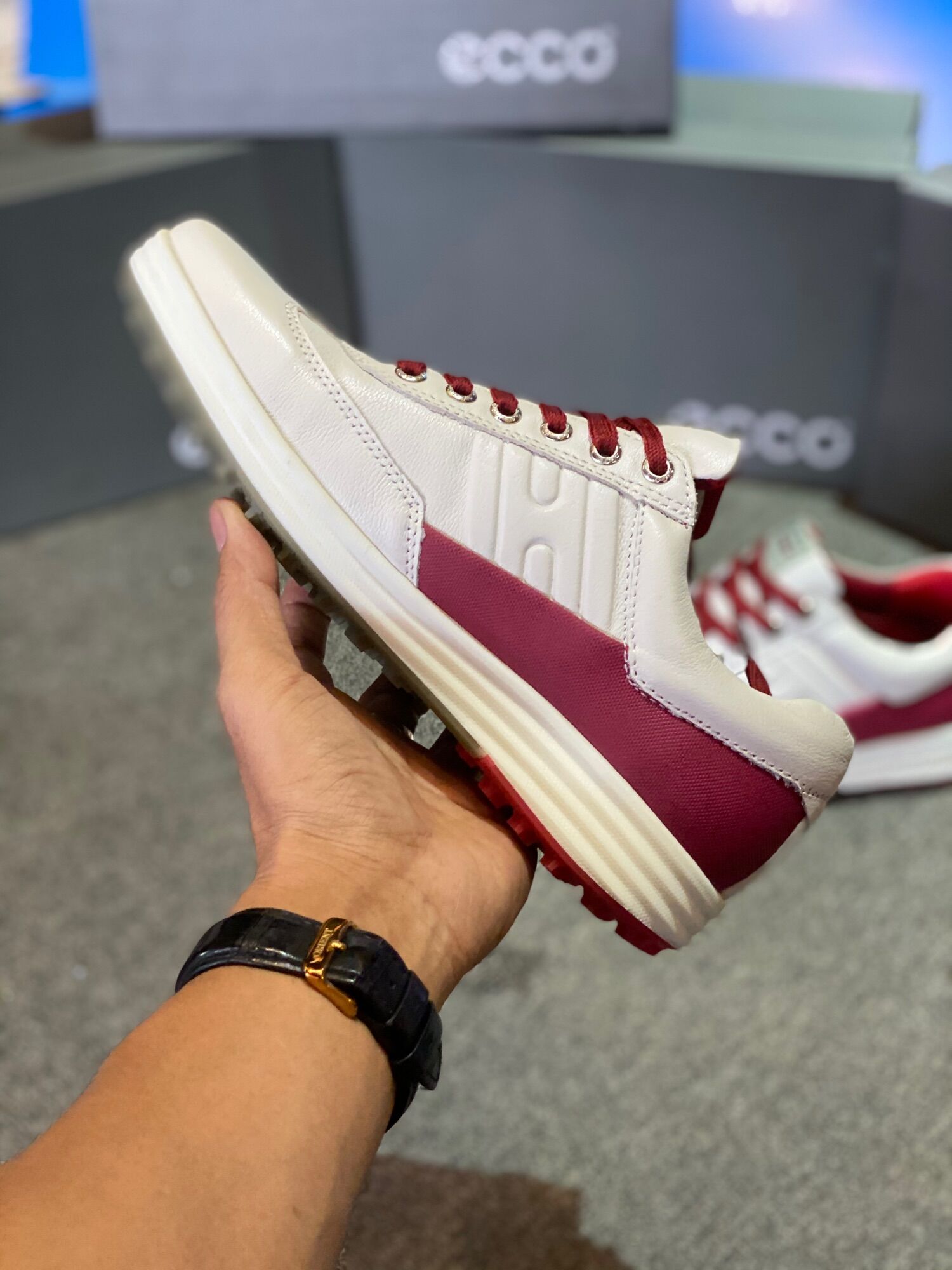 Giày Golf Nam Ecco M Golf Evo One-White/Red
