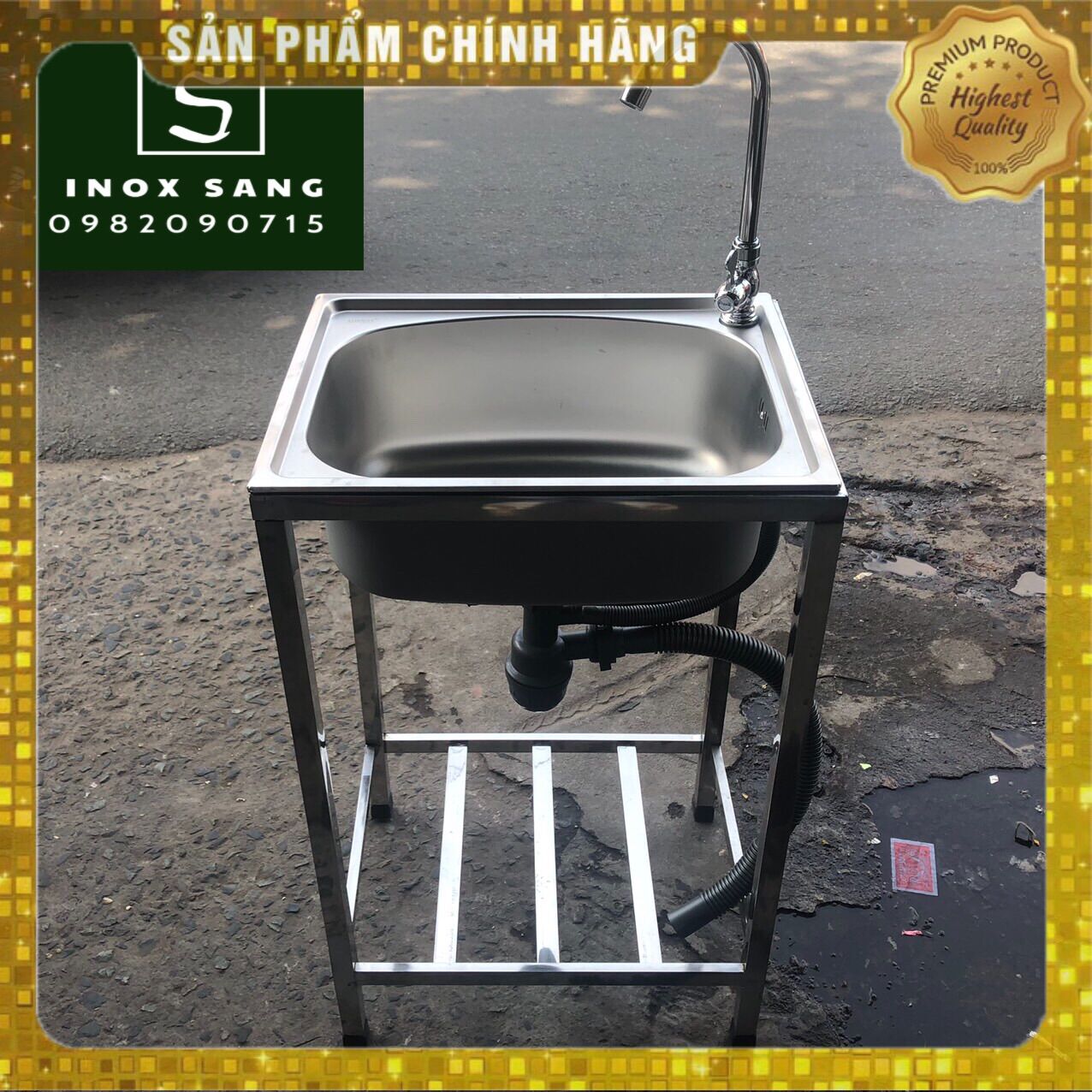 Chậu rửa chén đơn inox đầy đủ phụ kiện | bồn rửa chén 1 hộc