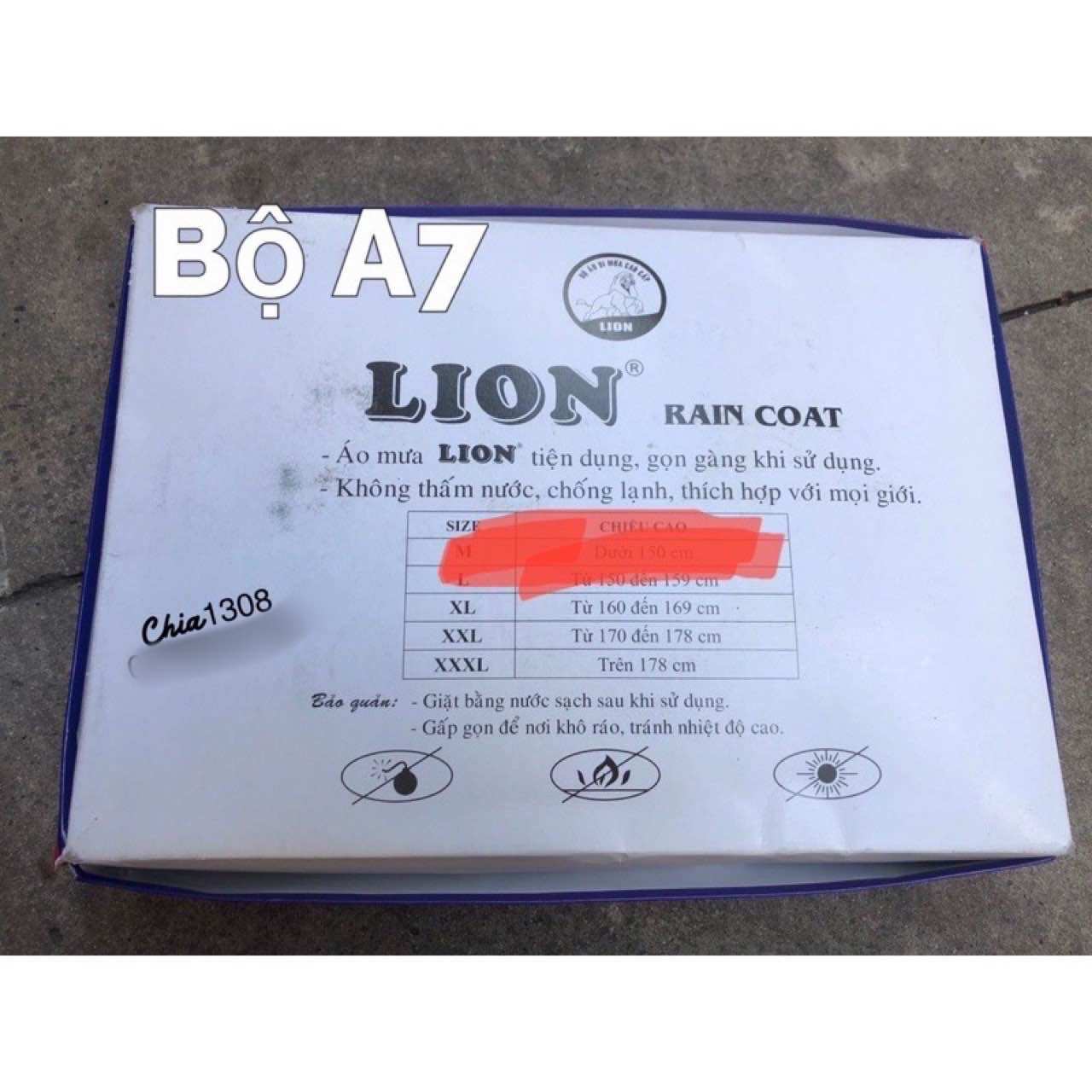 [HCM]Áo mưa bộ A7 hiệu Lion 2 lớp ( sỉ ib )