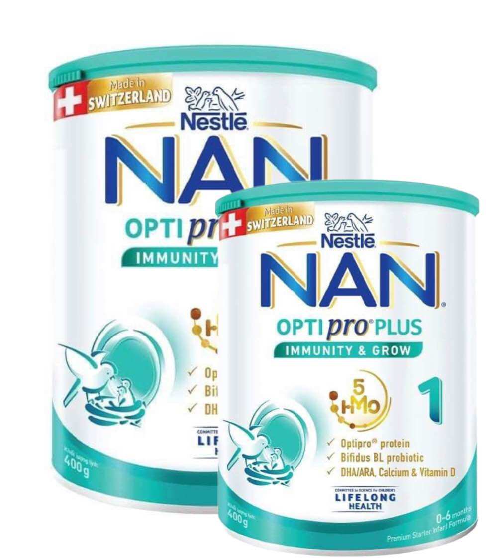 Combo 2 lon nan optipro plus 1 400g cho bé 0-6 tháng tuổi