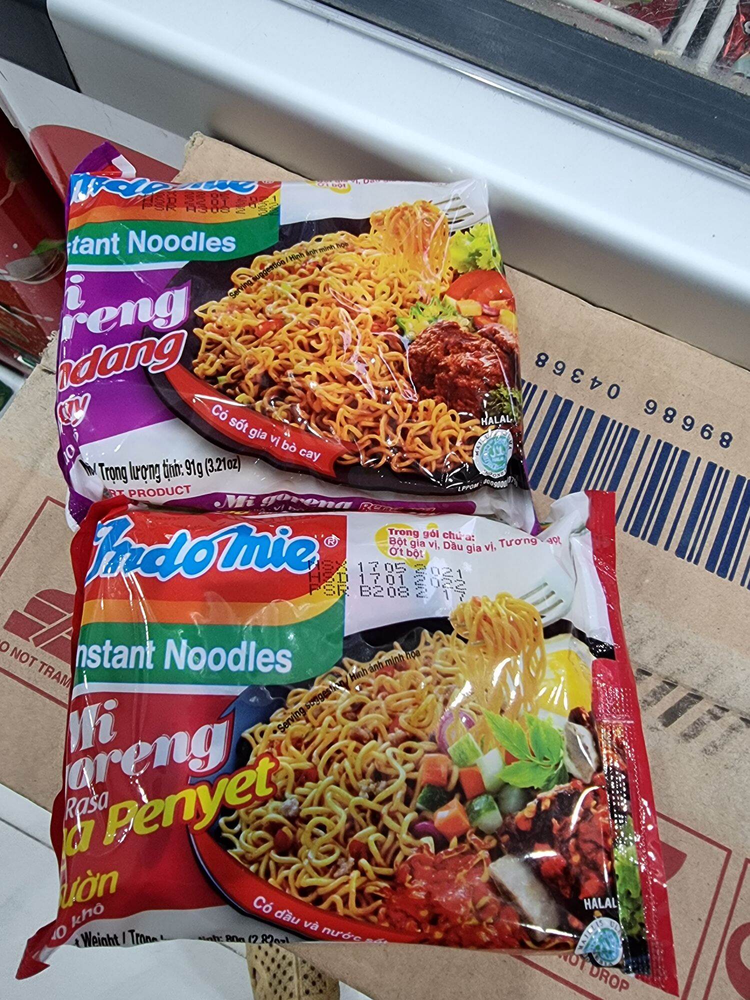 Thùng 40 gói mì trộn Indomie mix 2 vị: bò cay, sườn