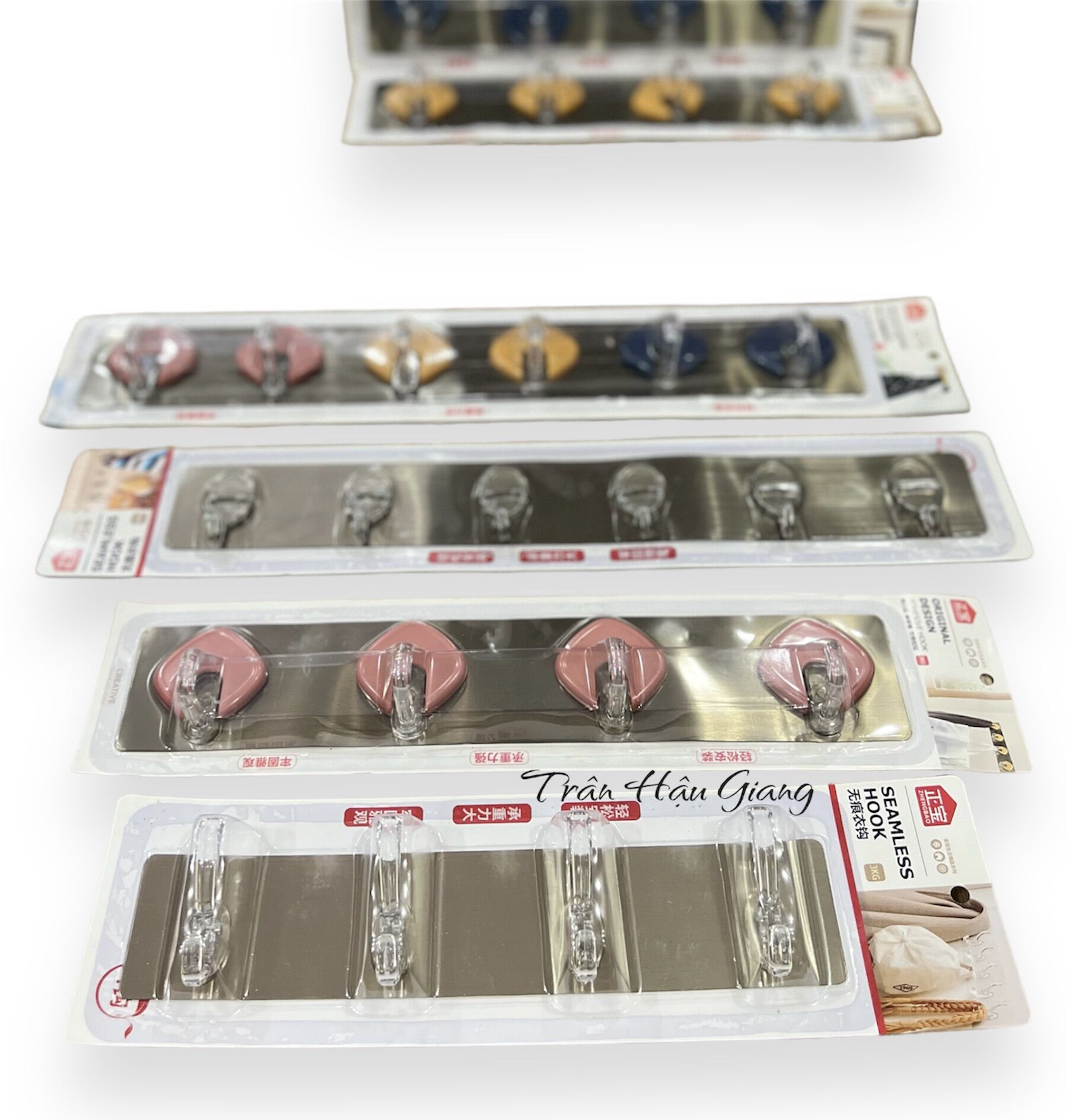 Thanh 4 móc liền dán tường-4 móc dán tường nguyên khối
