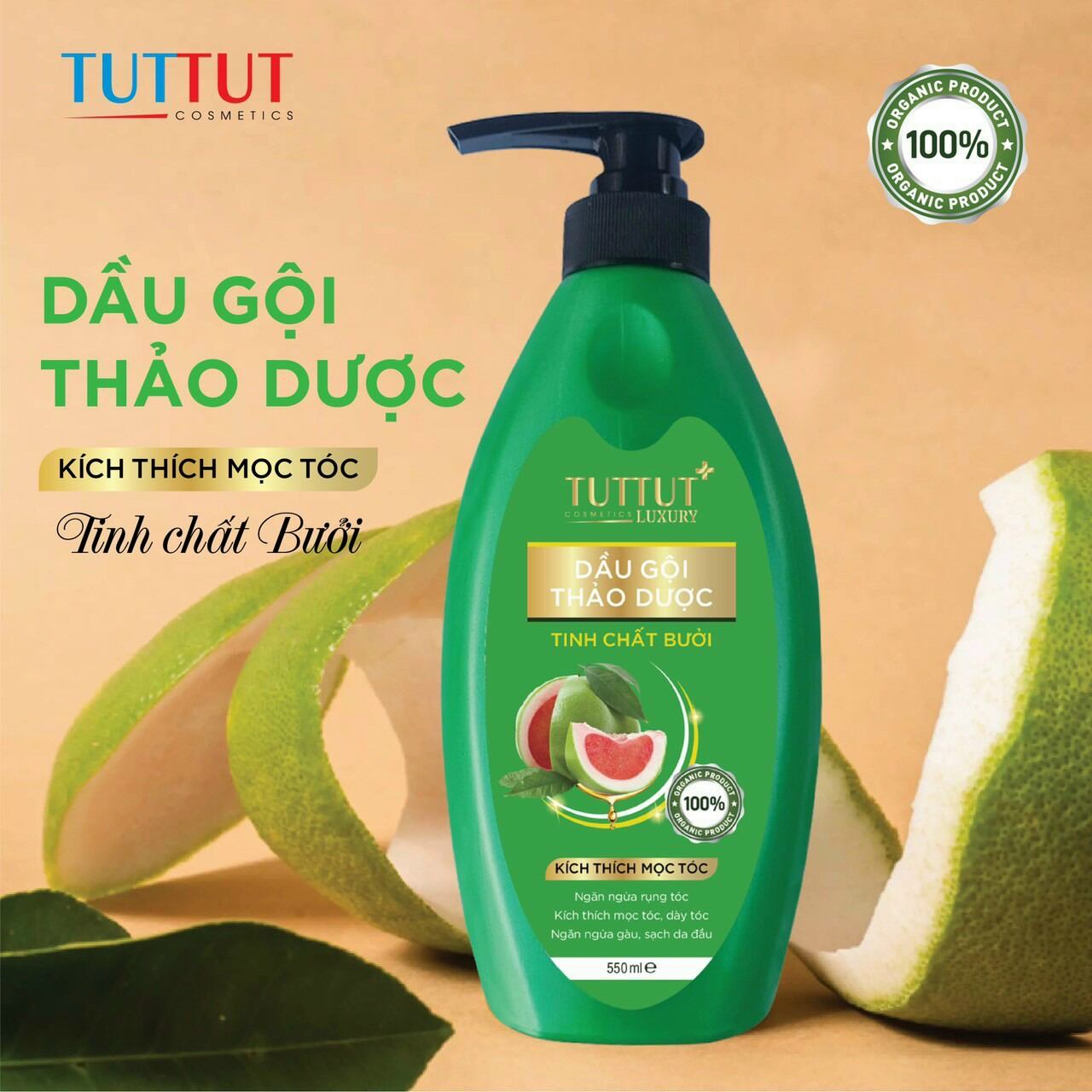 Dầu gội thải dược bưởi tutut 500ml giảm rụng tóc+mọc tóc