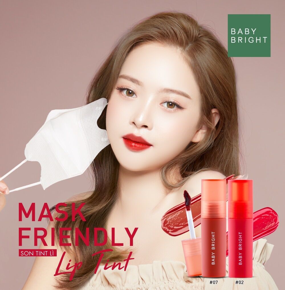 [Full màu] Son Tint Lì Baby Bright Mask Friendly Lip Tint