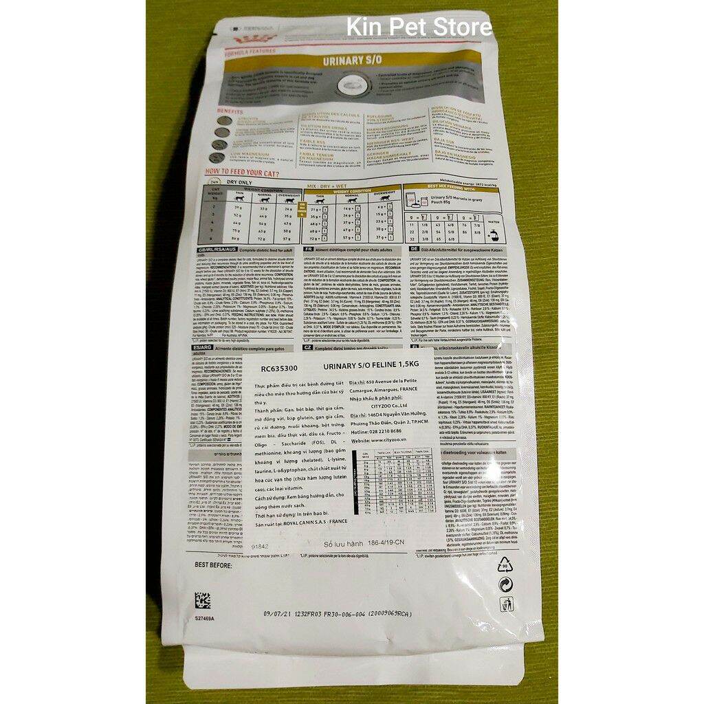 Hạt Royal Canin S/O cho mèo sỏi thận 1,5kg