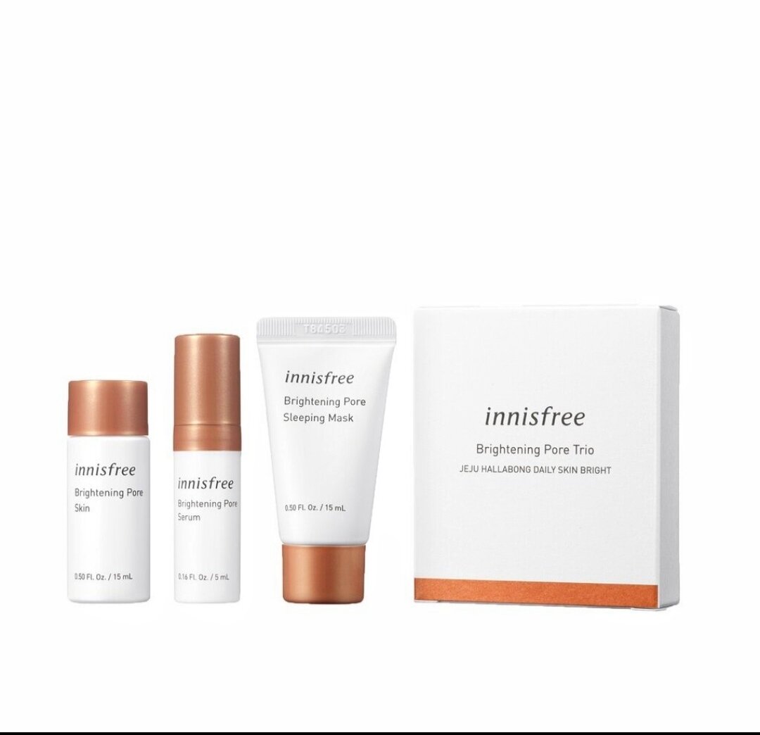 Combo 2 bộ mini dưỡng trắng thu nhỏ lỗ chân lông 3 món Innisfree Brightening Pore Serum Special