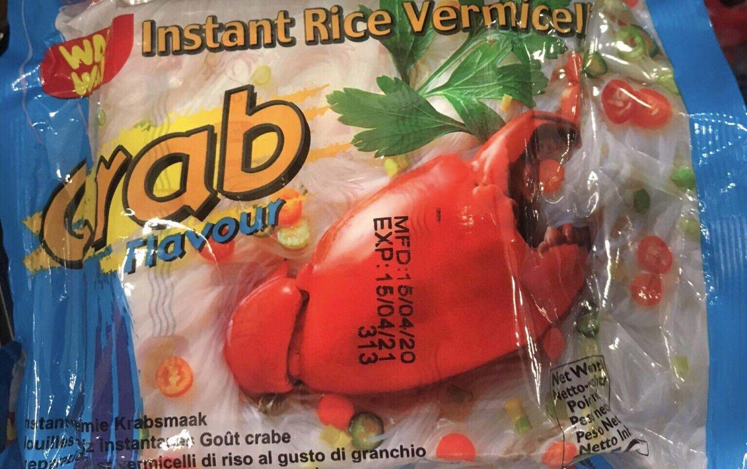 WAI WAI Bún Gạo Cua Thái Thùng 30 gói / 55g Bún Thái waiwai