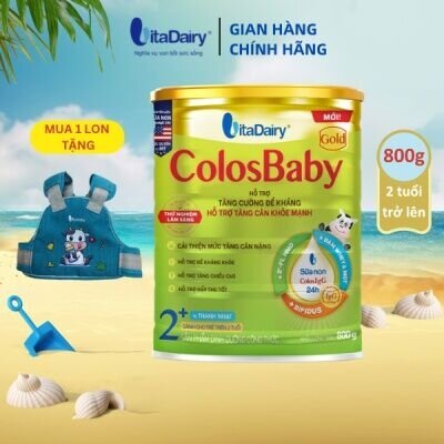 Sữa non ColosBaby Gold 2+ 800g (Mới) vị thanh nhạt, giúp tăng cường đề kháng, tăng cân khỏe mạnh. Có mã QR tích điểm.  Date luôn mới