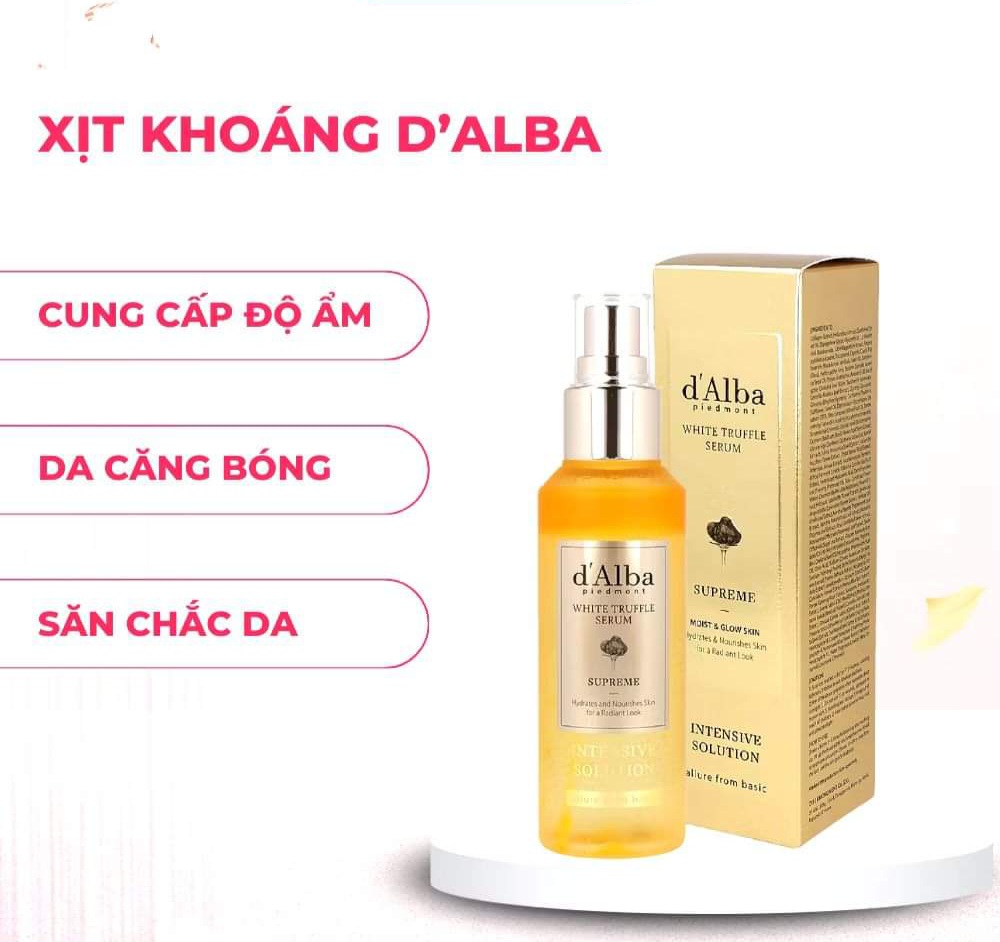 [Vỏ vàng]Xịt khoáng serum D'Alba 50ml White Trufle Tinh Chất Bơ và Vàng 24k