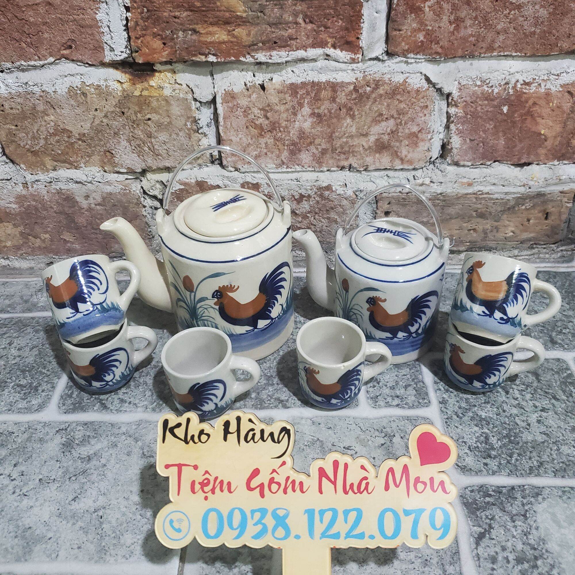 [LIMITED]BỘ BÌNH TRÀ CON GÀ LÀM BẰNG ĐẤT CAO LANH CAO CẤP (7 MÓN)
