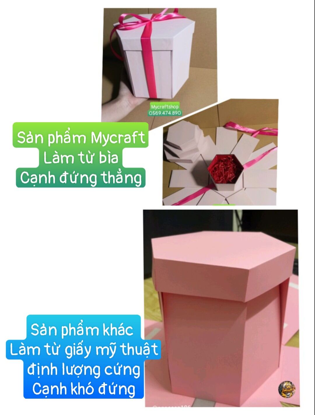 Hộp quà lục giác có hoạ tiết