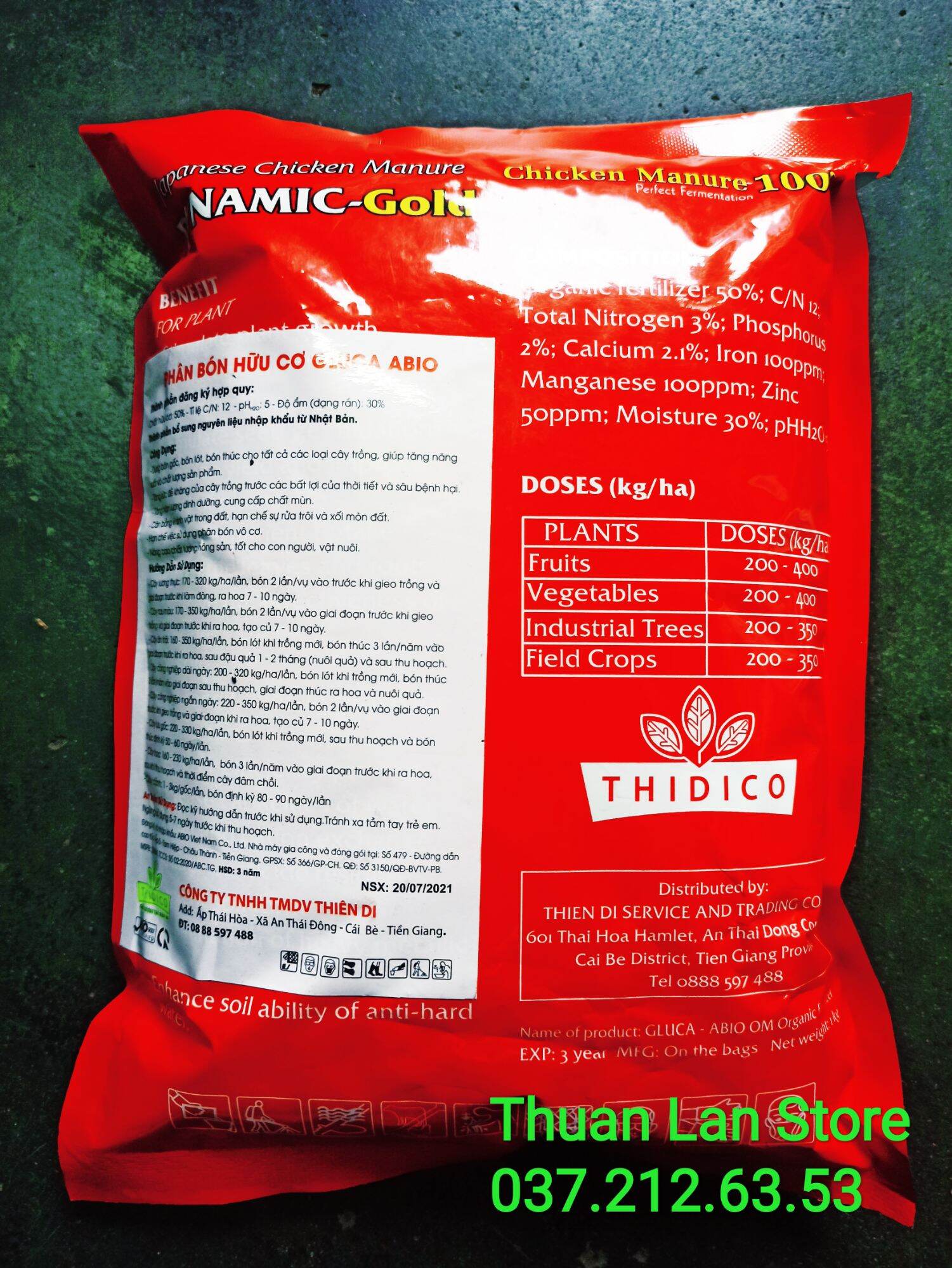 Phân Bón Hữu Cơ Gà Nhật DYNAMIC GOLD gói 1kg