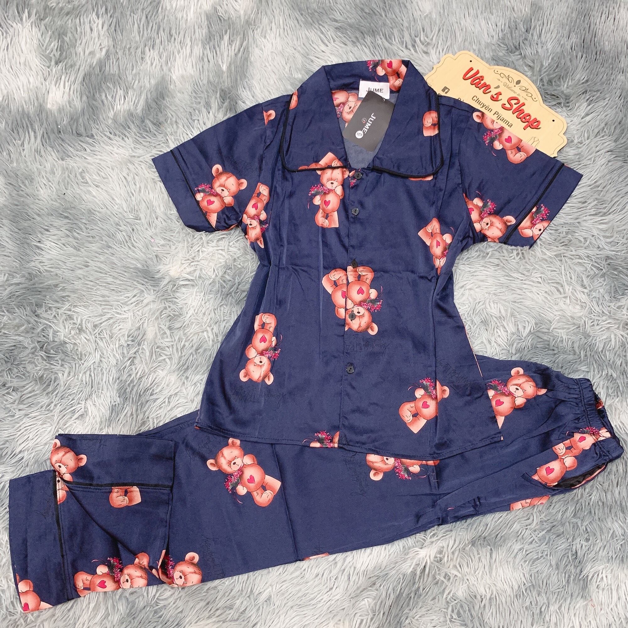 Bộ pijama tay ngắn quần dài size nhỏ 40-50-55kg cao 158m đổ lại