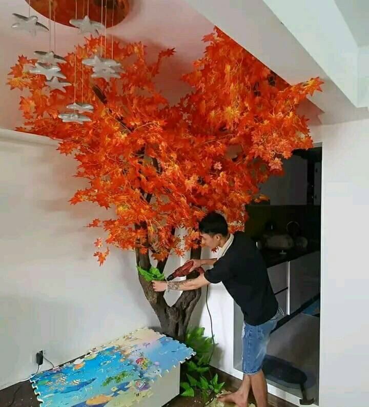 Cành lá phong đỏ 25lá