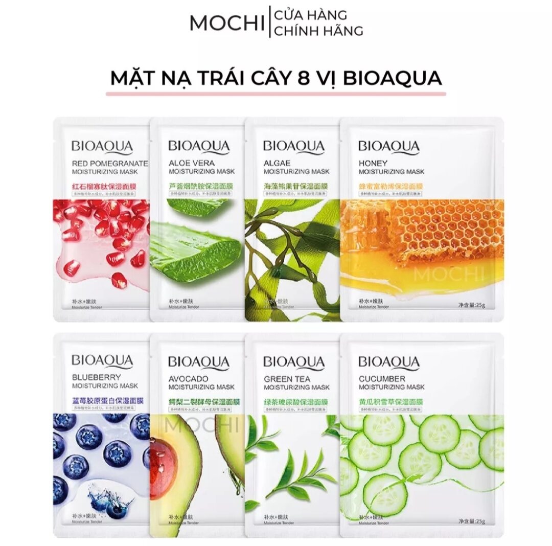 Mặt nạ trái cây 8 vị rainbow dưỡng trắng da i cấp ẩm i giảm mụn dầu mask giấy đắp mặt bisutang nội địa trung mochi shop