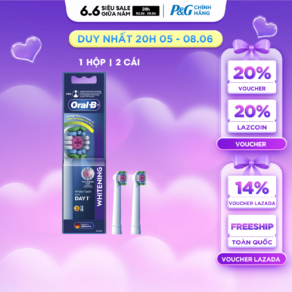 Đầu bàn chải điện thay thế Oral-B WHITENING - Hộp 2 Cái