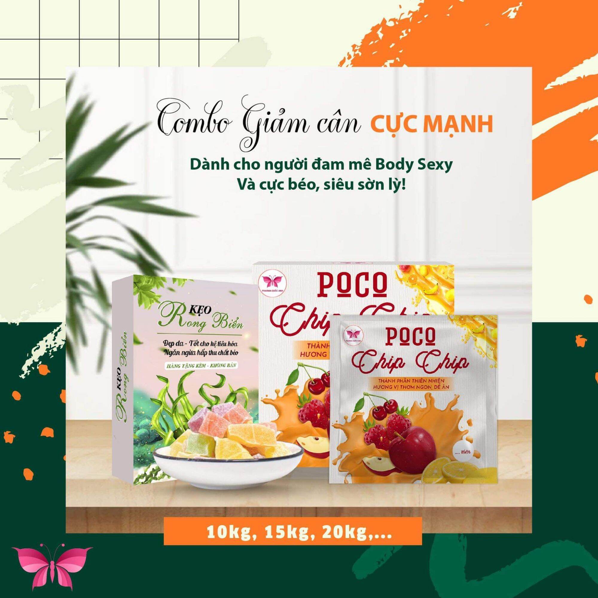 Poco Chip Chip. Kẹo dẻo giảm cân Cực Mạnh hộp 15 gói