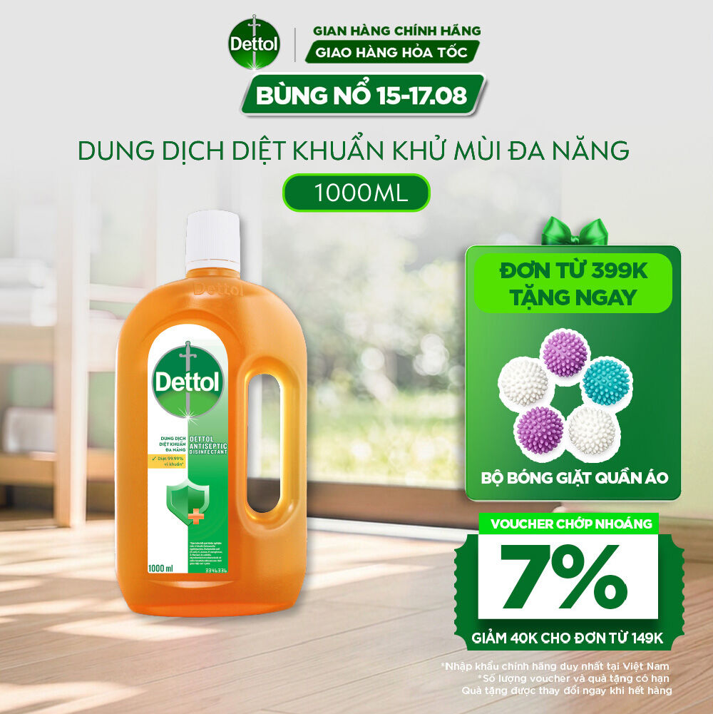 Dung Dịch Diệt Khuẩn Khử Mùi Đa Năng Dettol, Chai 1L