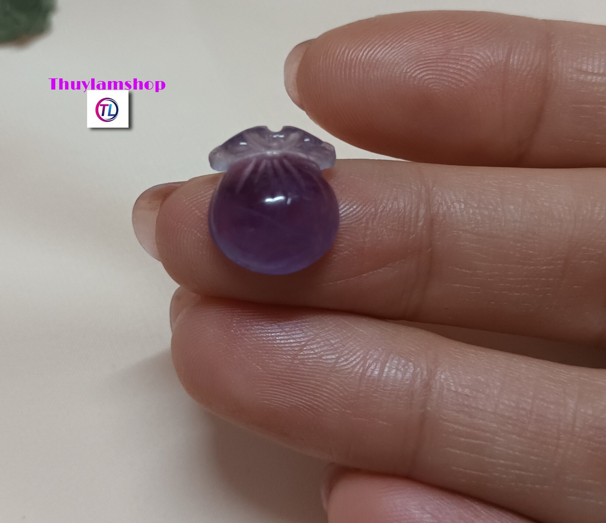 Mặt túi tiền đá thạch anh tím thiên nhiên may mắn tài lộc bao kiểm định đá quý