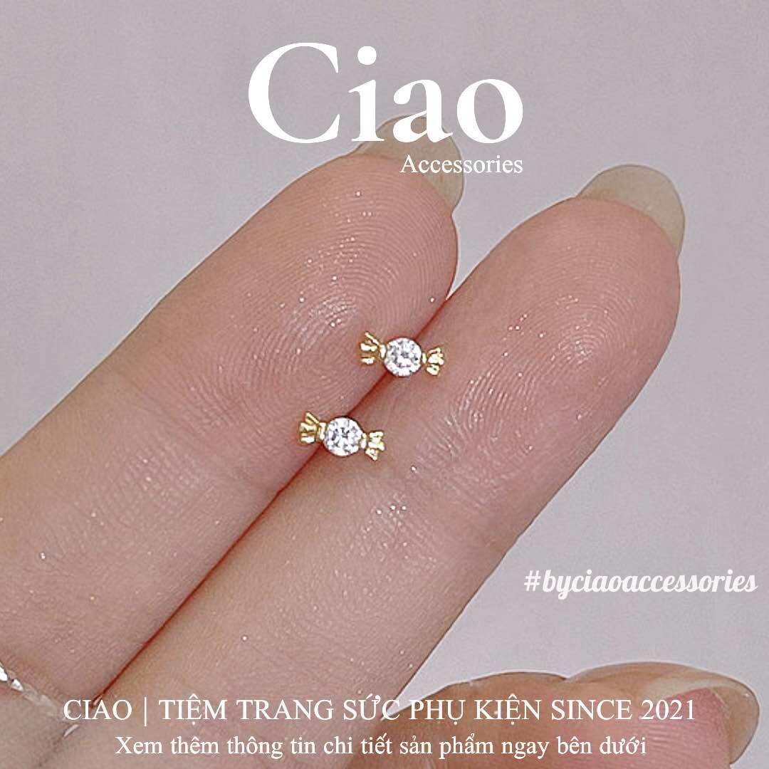 Khuyên tai, bông tai mạ bạc S925 thiết kế hình viên kẹo Candy Tiny Ciao