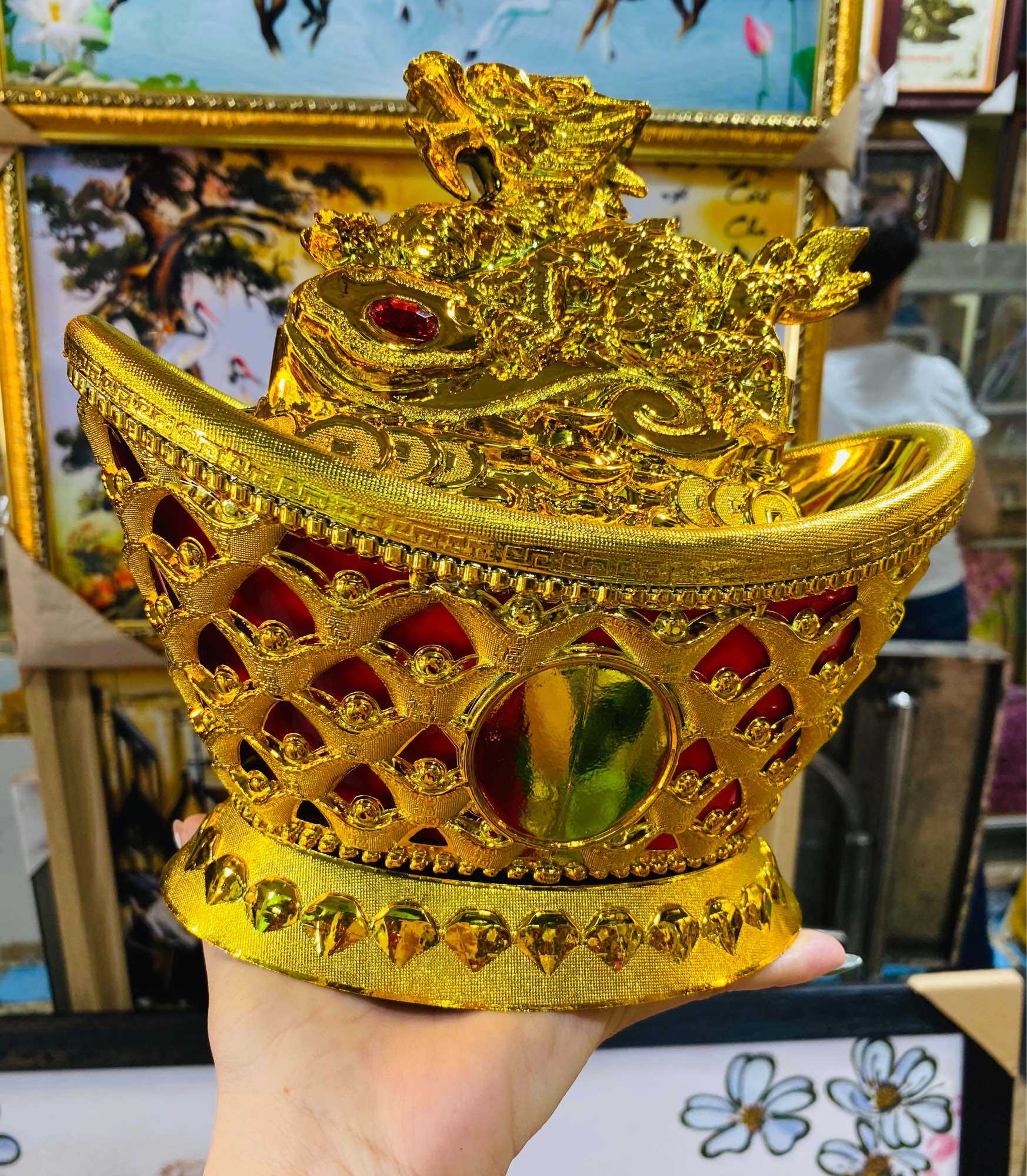 Thỏi vàng tứ linh Long Ly Quy Phượng size 8x12cm làm cây cành vàng lá ngọc, trưng bàn Thần Tài