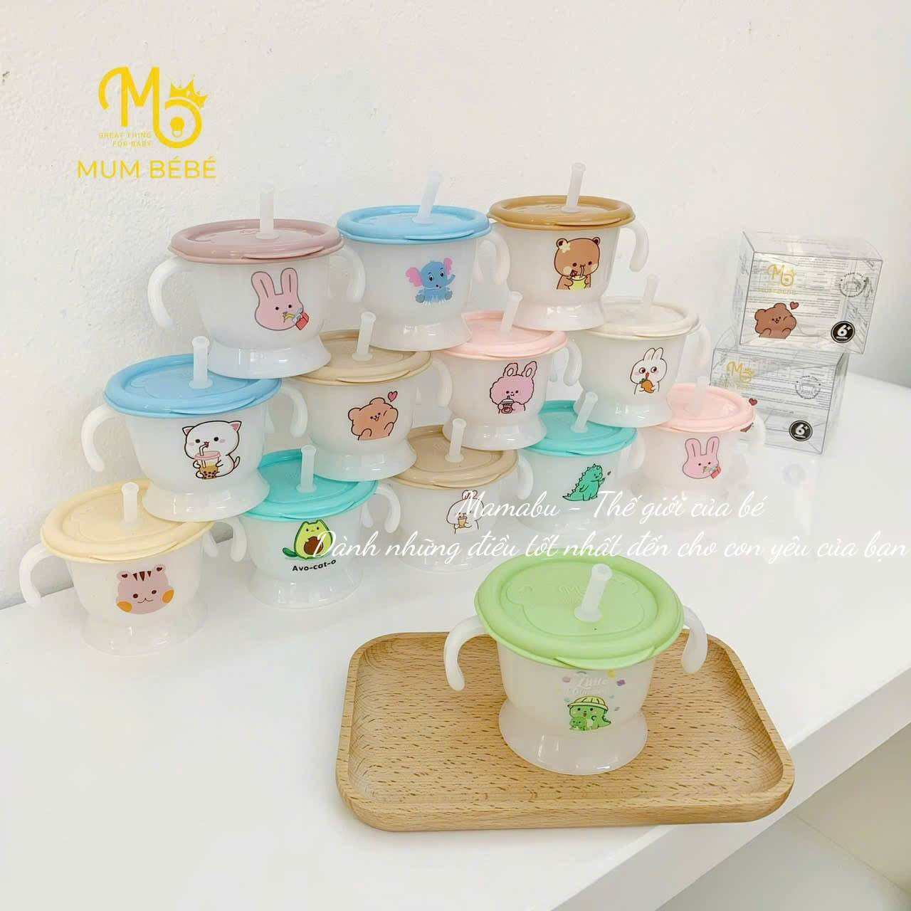 Cốc Tập Uống Nước Mumbebe Cho Bé Ăn Dặm 3 Giai Đoạn, Cốc Tập Hút Cho Bé 3 Giai Đoạn Mumbebe Chống Sặc An Toàn Mamabu