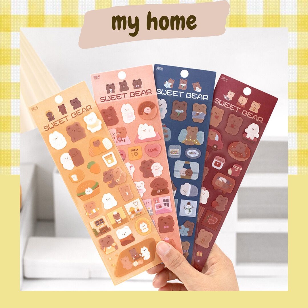 Set 2 miếng nhãn dán sticker trang trí sổ tay, nhật kí, sách vở, đồ dùng dễ thương xinh xắn