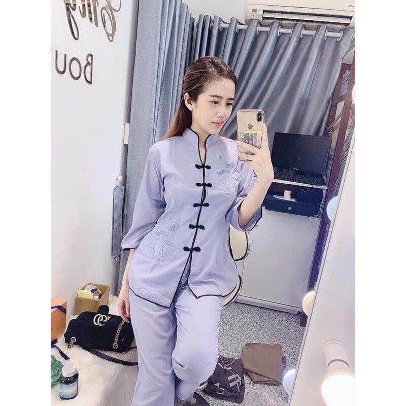 Đồ lam đi chùa - mẫu nữ xẩm thẳng kate loại 1