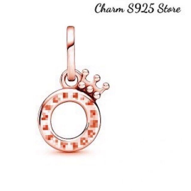 Charm pan ale treo vương miện pandora vàng hồng bạc s925