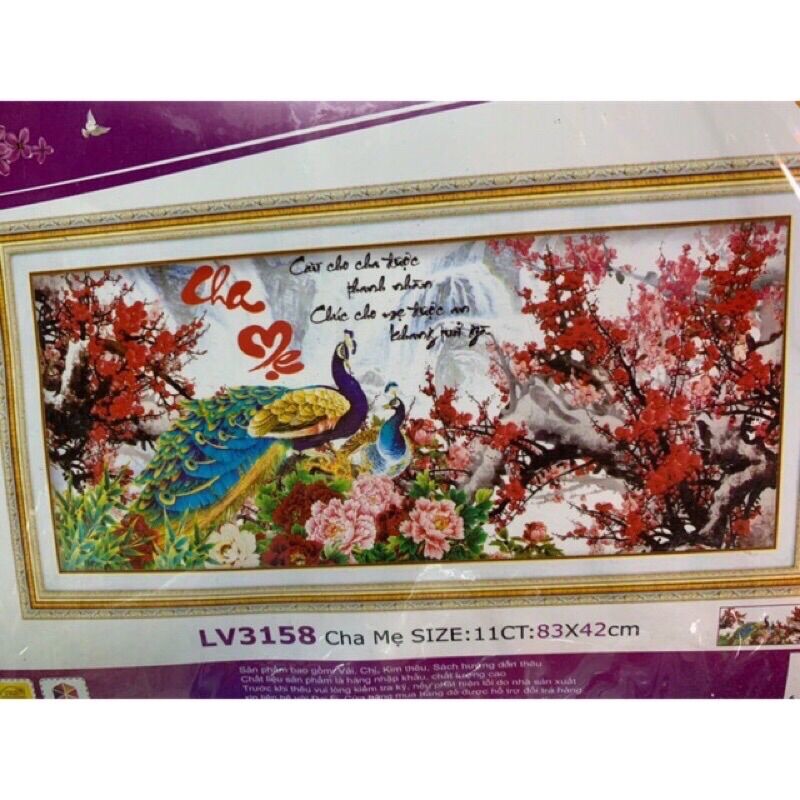 Tranh thêu chữ thập cha mẹ lv3158/ 83x42cm/ chưa thêu