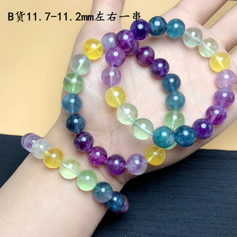 Vòng tay đá fluorite màu tự nhiên nhặt lọc vòng tay vòng đơn đá fluorite sợi ngàn lớp dị tượng tươi mới cầu vồng ngọt ngào cho nữ pha lê