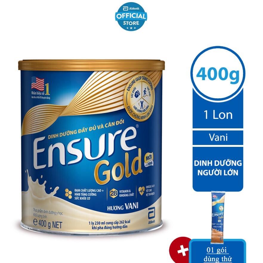 Sữa Bột Ensure Gold Vani 400g Tặng 1 gói Ensure 60,6g